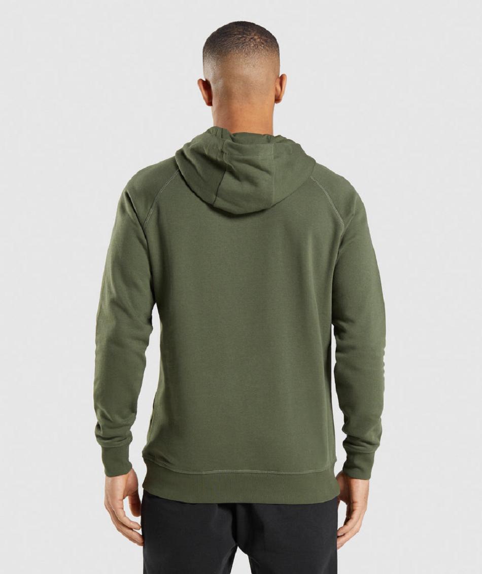 Sudadera Con Capucha Gymshark Crest Hombre Verde Oliva | CO 3606YXF